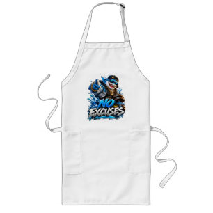 No Excuses Motivational Fitness Chef Long Apron