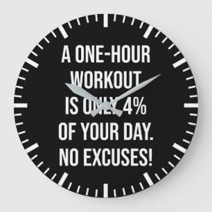 No Excuses - Motivational Gym Large Clock