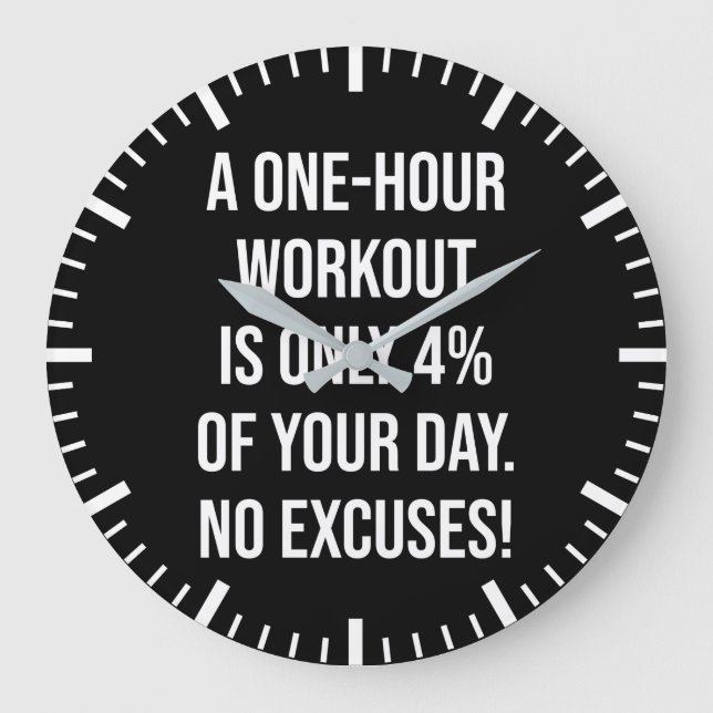 No Excuses - Motivational Gym Large Clock (Front)