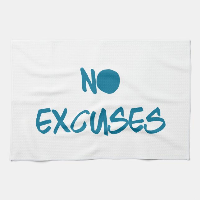 No Excuses Motivational Workout Gym Kitchen Towel (Horizontal)