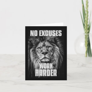 No Excuses Work Harder Bodybuilding Gym Motivation Card
