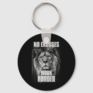 No Excuses Work Harder Bodybuilding Gym Motivation Keychain