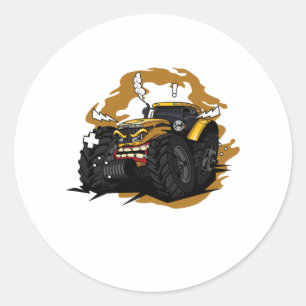 No Farmers no Food Angry Tractor Classic Round Sticker