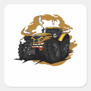 No Farmers no Food Angry Tractor Square Sticker