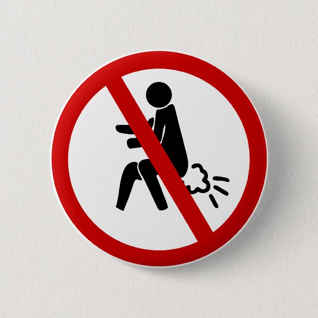 NO Farting ⚠ Funny Thai Toilet Sign ⚠ 2 Inch Round Button (Front)