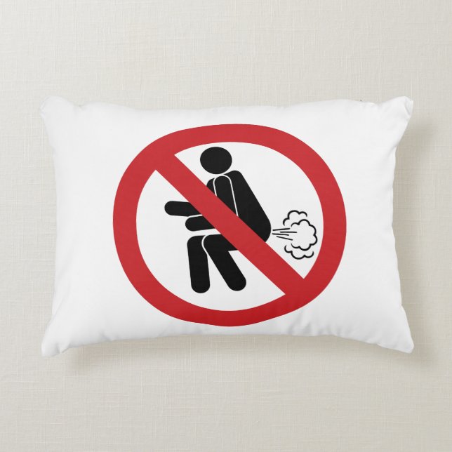 NO Farting ⚠ Funny Thai Toilet Sign ⚠ Accent Pillow (Front)