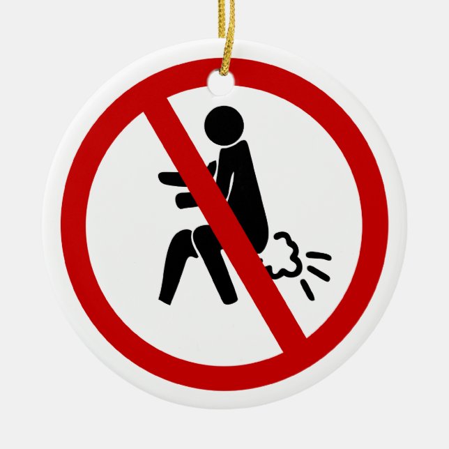 NO Farting ⚠ Funny Thai Toilet Sign ⚠ Ceramic Ornament (Front)