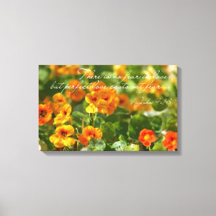 No Fear in Love Bible Verse Christian Flower Photo Canvas Print