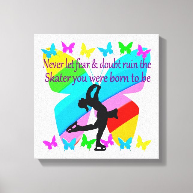 NO FEAR JUST FAITH FIGURE SKATING BUTTERFLY DESIGN CANVAS PRINT (Front)