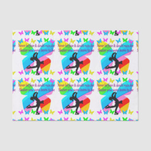 NO FEAR JUST FAITH FIGURE SKATING BUTTERFLY DESIGN TISSUE PAPER