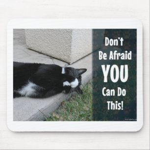 No Fear Kitty Slogan Mouse Pad