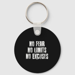 No Fear No Limits No Excuses Motivational Gym Fitn Keychain