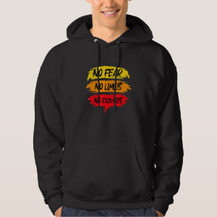 No Fear No Limits No Excuses Workout Motivational Hoodie