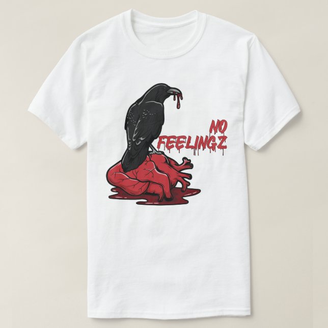 No Feelings Bird Red Heart T-Shirt (Design Front)