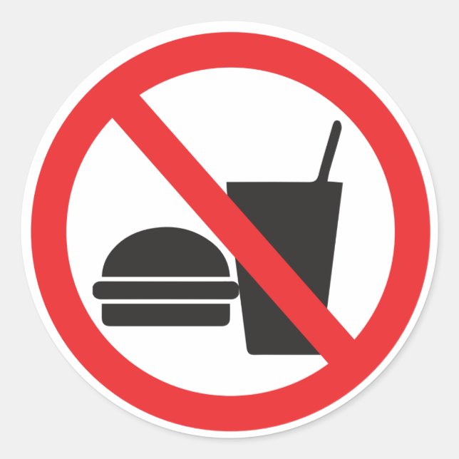 No Food or Drink sign Classic Round Sticker (Front)