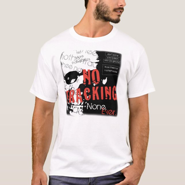 No Fracking t-shirt in red, black and white (Front)