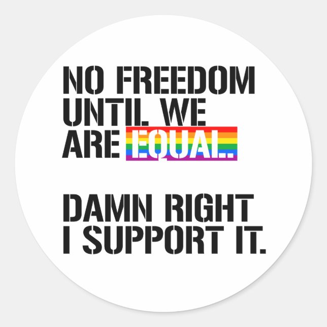 No Freedom until we are equal Classic Round Sticker (Front)