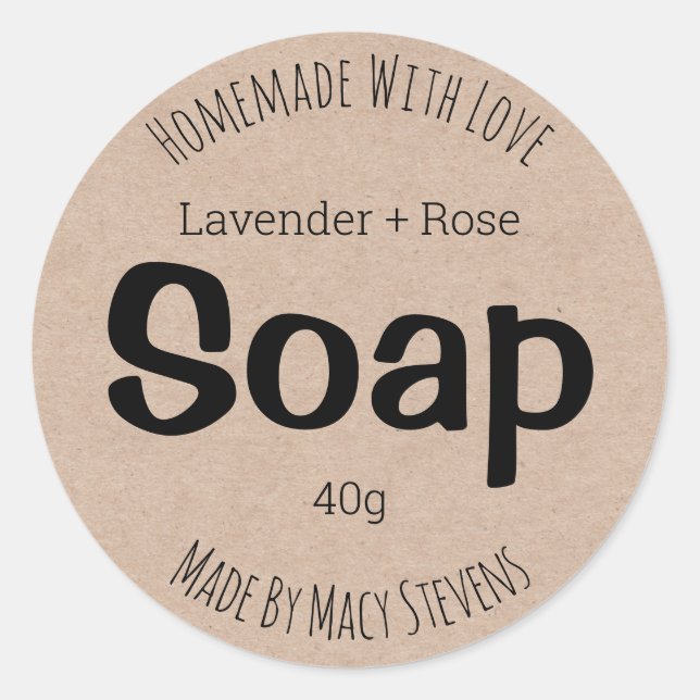 No Frills Simple Brown Kraft Paper Soap Labels (Front)