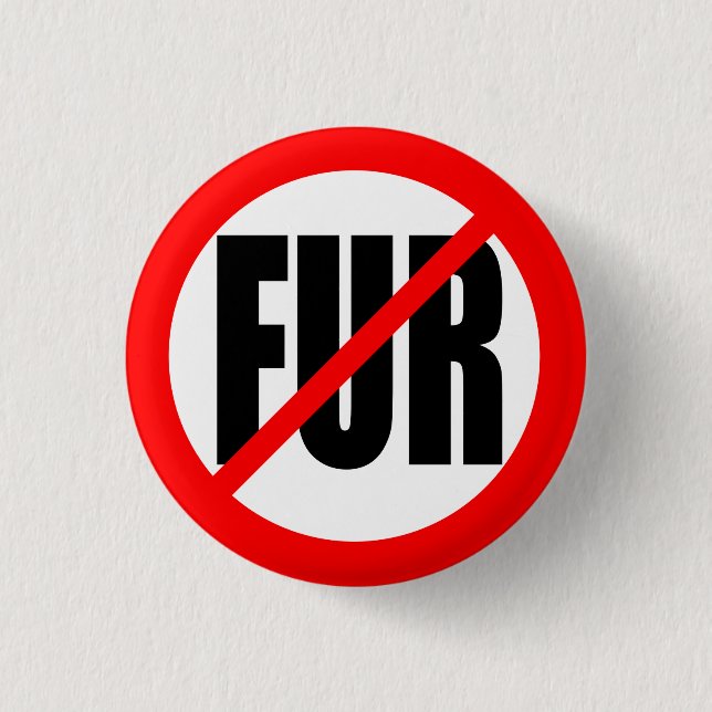 "NO FUR" 1 INCH ROUND BUTTON (Front)