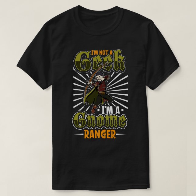 No geek D20 Roleplaying Character Gnome Ranger T-Shirt (Design Front)