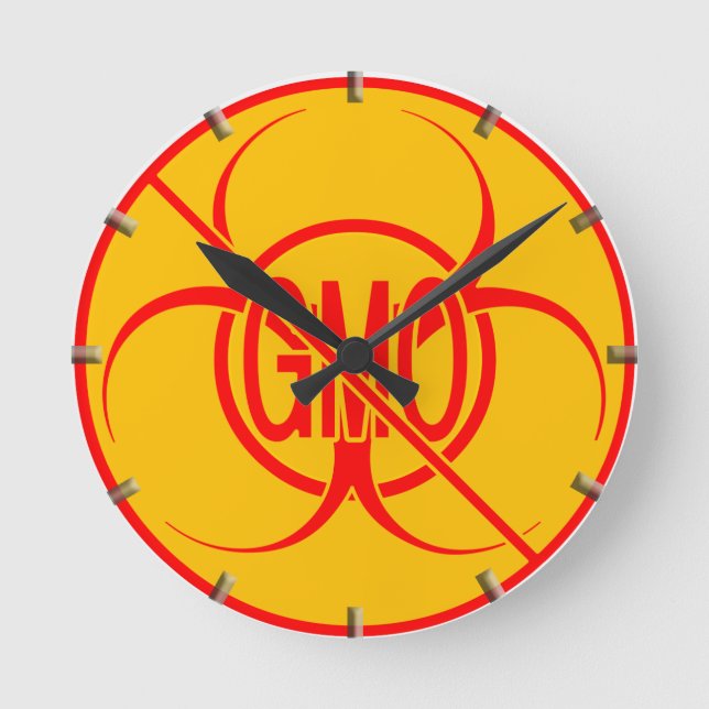 No GMO Clock Bio-Hazard Warning No GMO Gift Decor (Front)