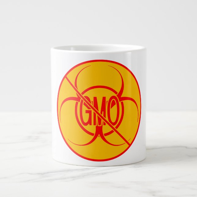 No GMO Jumbo Mug Biohazard Warning GMO Cups (Front)