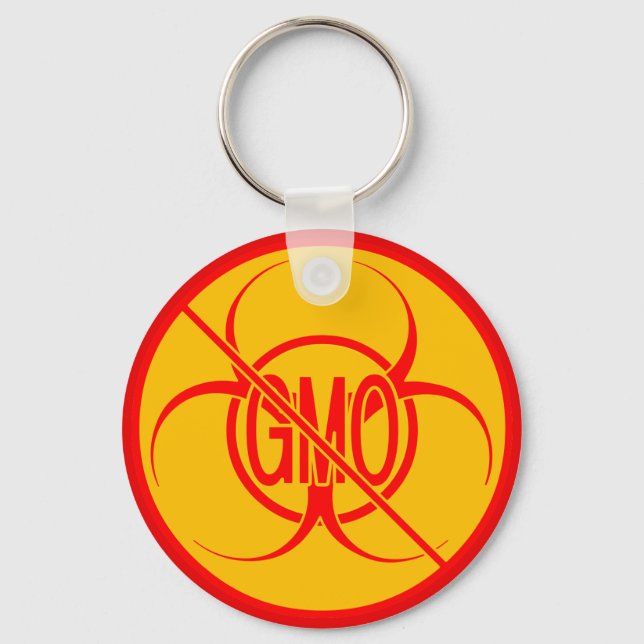 No GMO Keychain Biohazard Warning No GMO Key Chain (Front)