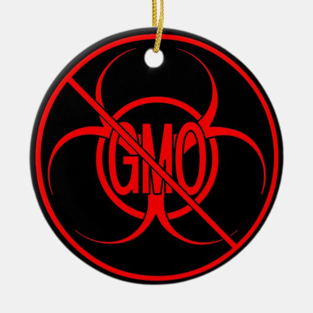 No GMO Ornament Biohazard GMO Warning Decorations (Front)