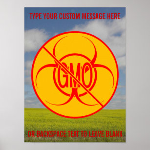 No GMO Poster Biohazard Personalized No GMO Signs