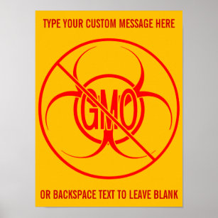 No GMO Poster Biohazard Personalized No GMO Signs
