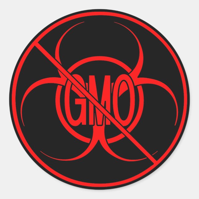 No GMO Stickers Biohazard Warning GMO Stickers (Front)