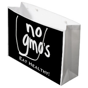 No GMO's Eat Healthy Black and White Large Gift Bag