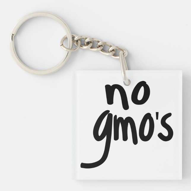 No GMO's for Heathy Food White Keychain (Front)