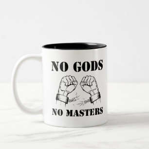 No Gods, No Masters - Atheism & Anarchy (Black) Two-Tone Coffee Mug