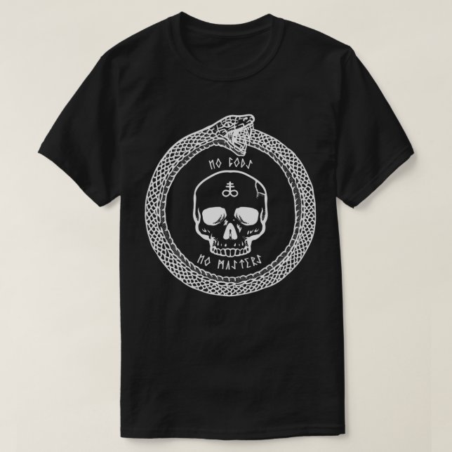 No Gods No Masters Satanic Cross Skull Ouroboros2  T-Shirt (Design Front)