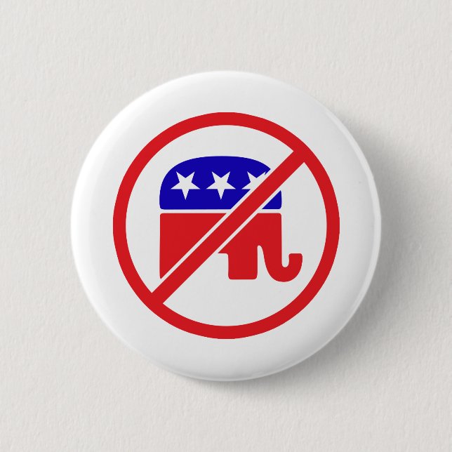 NO GOP - ANTI REPUBLICAN ELEPHANT 2 INCH ROUND BUTTON (Front)