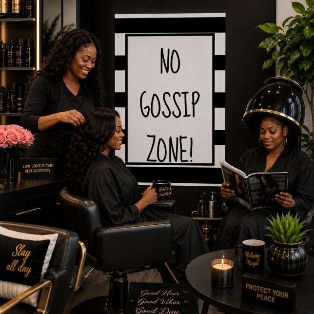 No Gossip Zone Black and White Poster (Creator Uploaded)