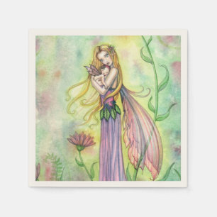 No Greater Gift Mother and Baby Fairy Art Napkin