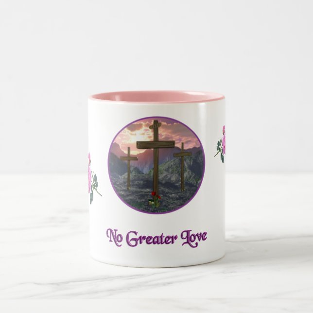 No Greater Love John 3:16 Two-Tone Coffee Mug (Center)