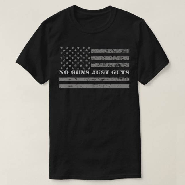No Guns Just Guts Correctional Officer Flag  T-Shirt (Design Front)