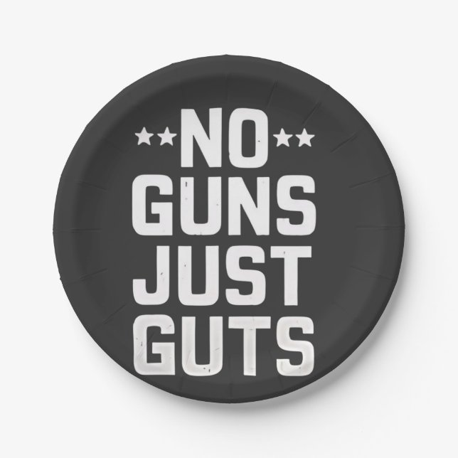 No Guns Just Guts Corrections Officer Paper Plate (Front)