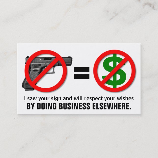 "No Guns, No Money" Customizable Business Card (Front)