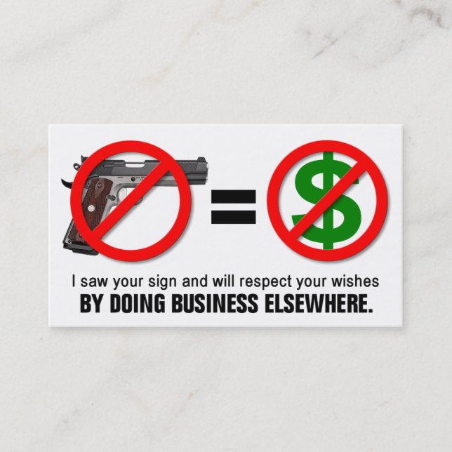 "No Guns No Money" Missouri CCW Business Card (1L) (Front)