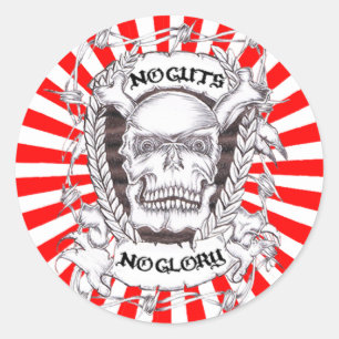 no guts no glory classic round sticker