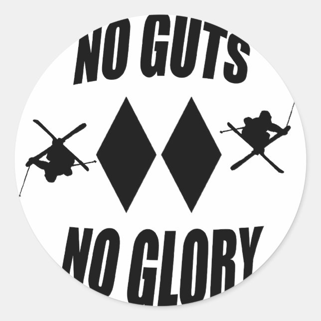 No Guts No Glory Skier Sticker (Front)