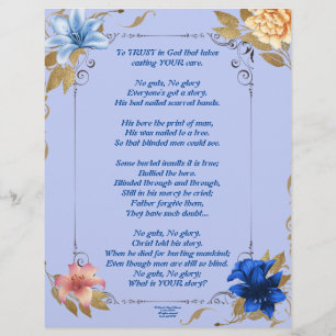 No Guts No Glory Writings Personalized Paper