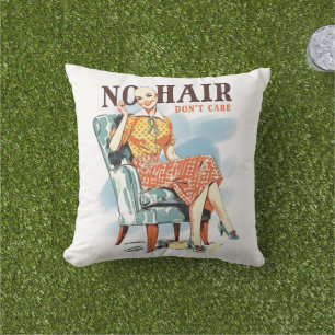 No Hair, don´t care - cancer awareness Outdoor Pillow