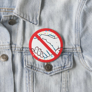 No Handshake 3 Inch Round Button