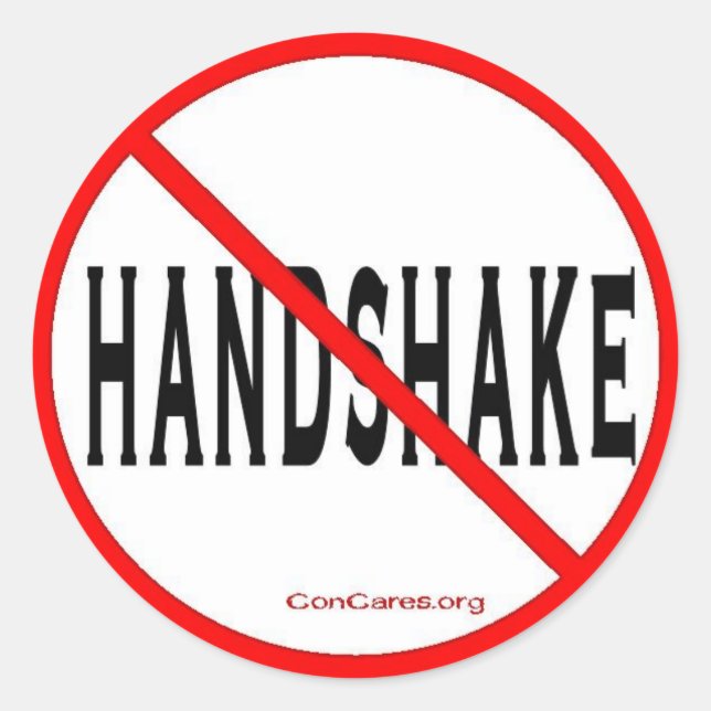 No Handshake-3 Inch Sticker-Sheet of 6 Classic Round Sticker (Front)