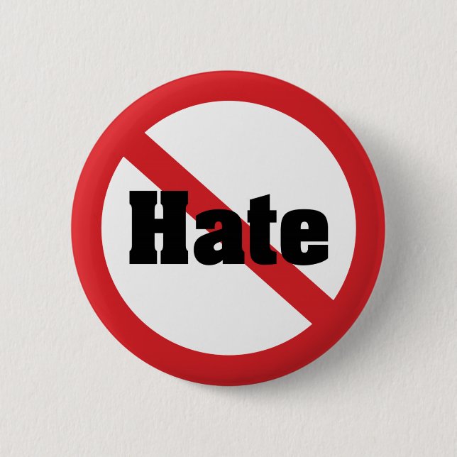 No Hate 2 Inch Round Button (Front)